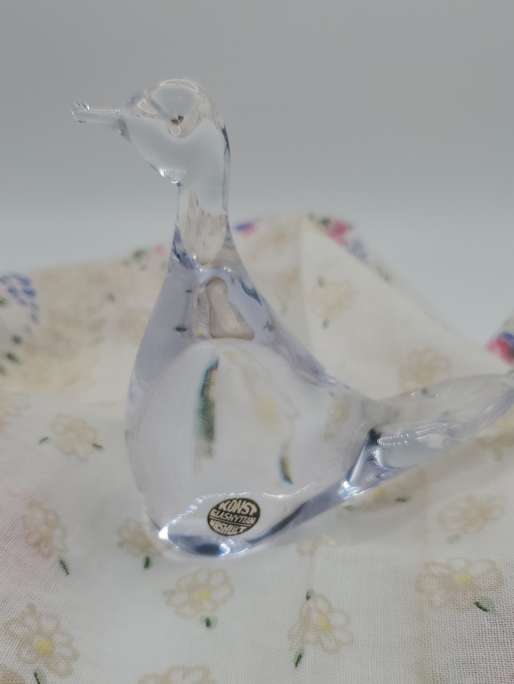 Vintage Konst Glashyttan Urshult Glass Bird - Clear Glass